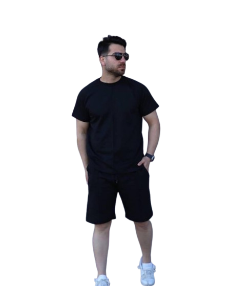 men's set , short ,t-shirt - black