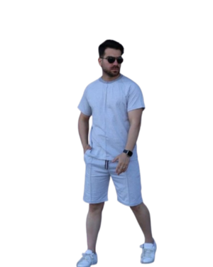 men's set , short , t-shirt - light grey
